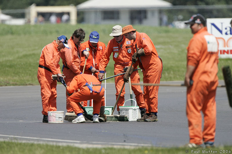 Castle Combe Superbikes Marshalls Clearing Spillage T2E0306