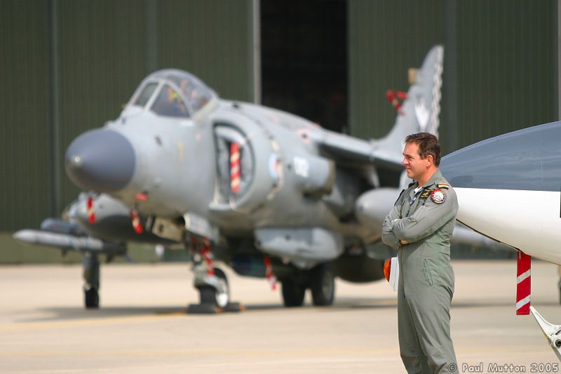 Royal Navy Pilot With Sea Harrier in Background IMG 8081