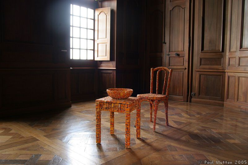 Chair and Table in a Backlit Chateau Room IMG 7540