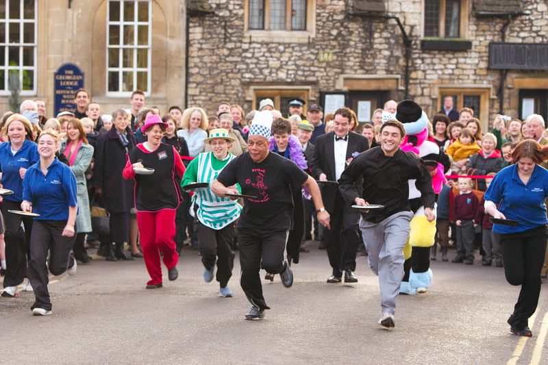 Start of the pancake race