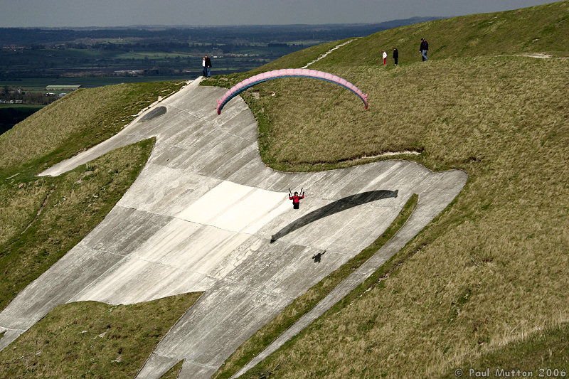 Paraglider Over White Horse In Westbury A8V9241