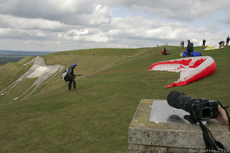 Paraglider Preparing Parachute In Westbury A8V9288