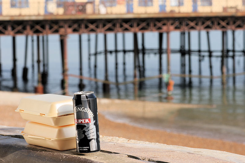 Hasting Pier Kebab box and Can Of Cider IMG 3101